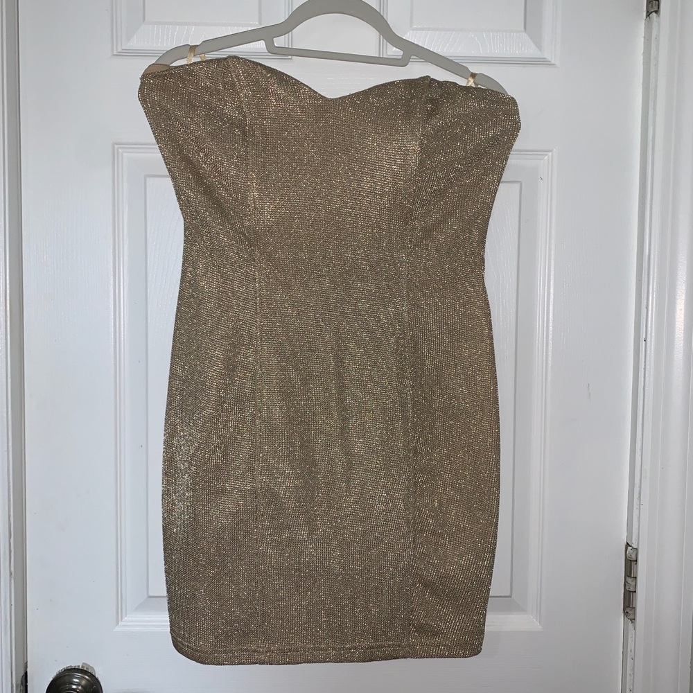Gold Strapless, Cute and Sexy mini dress Size L